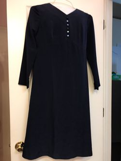 Womens Navy Blue Cute Dress with Full Sleeve Size 6
