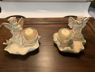 Set of 2 candle holder fairies