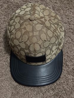 $50 Coach F68861 Signature Flat Brim Cotton/Leather Khaki NWT