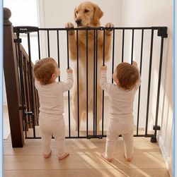 Babelio Removable Baby Gate for Stairs No Bottom Bar, 29-43", 30" H, Black Hardware Mounted (Drill Needed)| Wide Walk-Thru| Auto-Close Safety Dog/Pet 