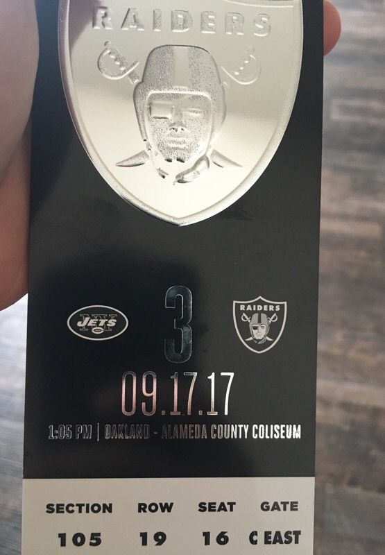 Raiders game ticket.