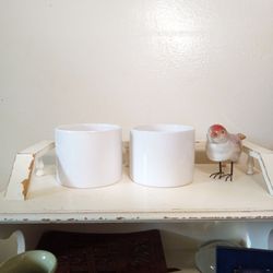 Pots Set Of 2 White ceramic Planter Pots