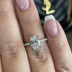 Brand New Sterling Silver 925 Engagement Ring With 2.2CT Oval CZ Diamond And Hidden Halo 