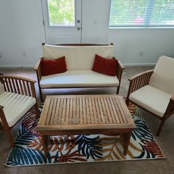Patio Set W/ Rug And Pillows
