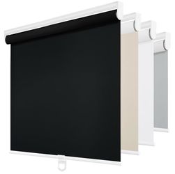 ChrisDowa Blackout Roller Shades Pull Down, Cordless Window Blinds for Home 60" W × 72" H, Black