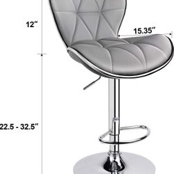 Three (3) Adjustable Leather Swivel Bar Stools