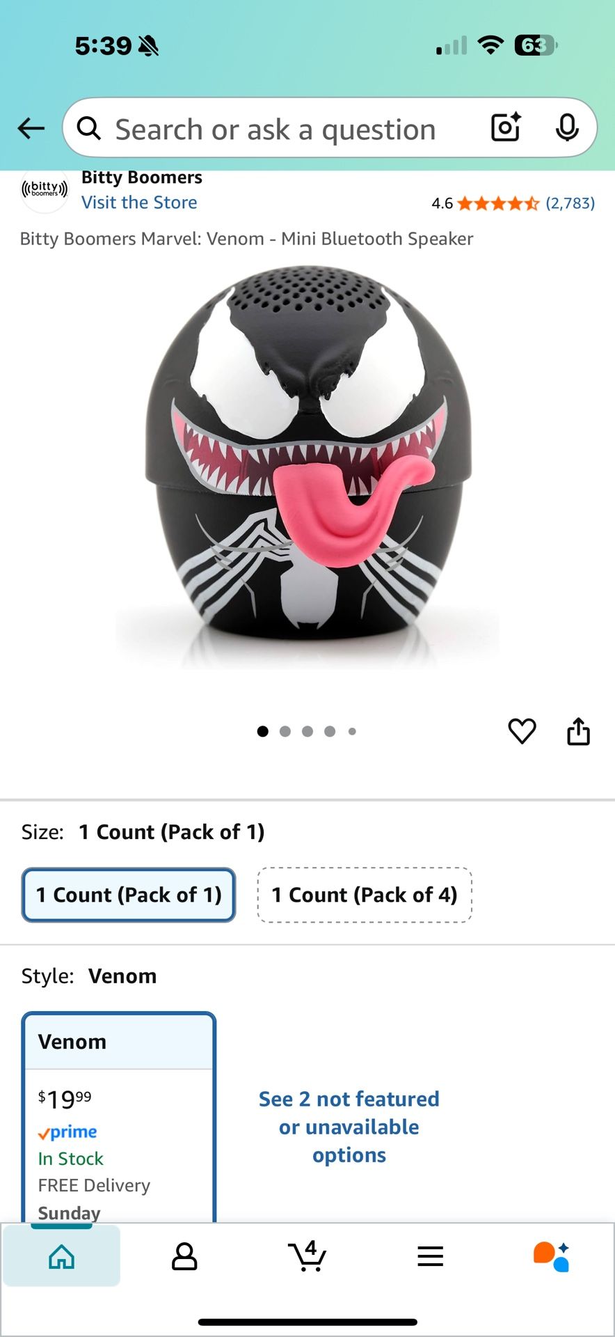Bitty Boomers Marvel: Venom - Mini Bluetooth Speaker