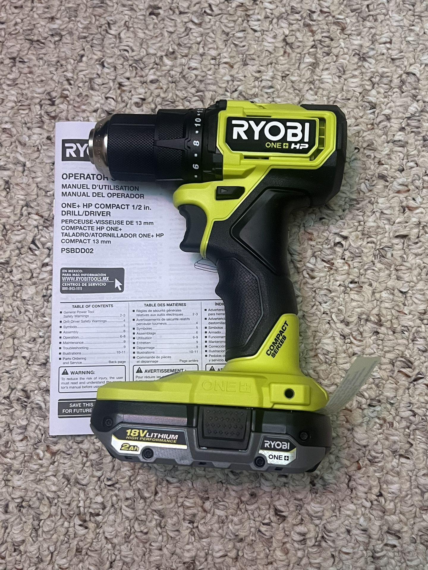 Ryobi ONE+ HP 18V Brushless Compact 1/2 in. Drill/Driver with High Performance battery 2.0AH