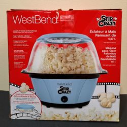 WEST BEND STIR CRAZY 6-QUART ELECTRIC POPCORN POPPER - NEW OPEN BOX 