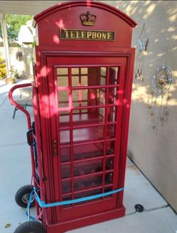 London Telephone Box Wine Cabinet with Storage & Display
