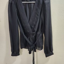 Banana Republic Women Sheer, Long Sleeve, Color: Black, Size S