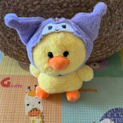 Kiiroitori With purple Kuromi-themed hood Plush