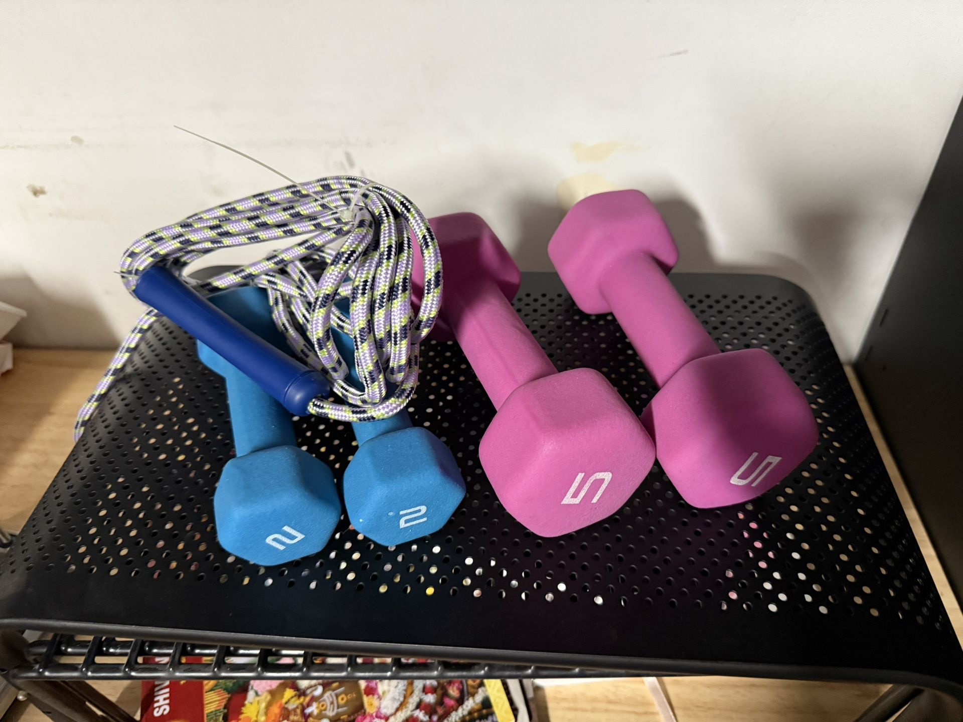 Unused Dumbbells And Skipping Rope