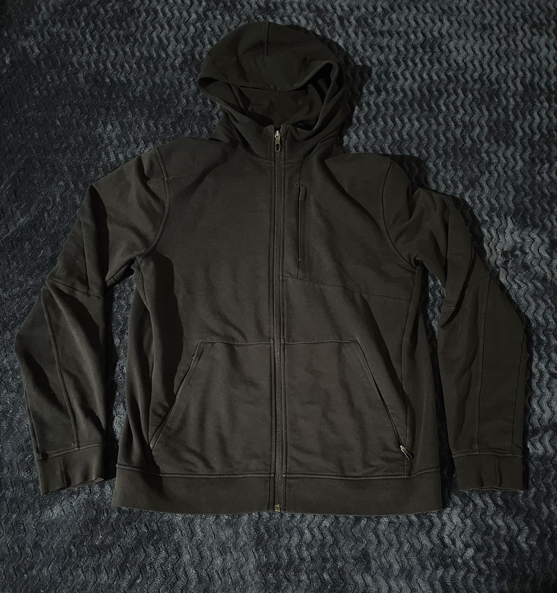 Men’s Lululemon City Sweat Full Zip Hoodie Black Hooded Jacket Stretch Size XL