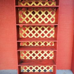 Red Wood Bookshelves 