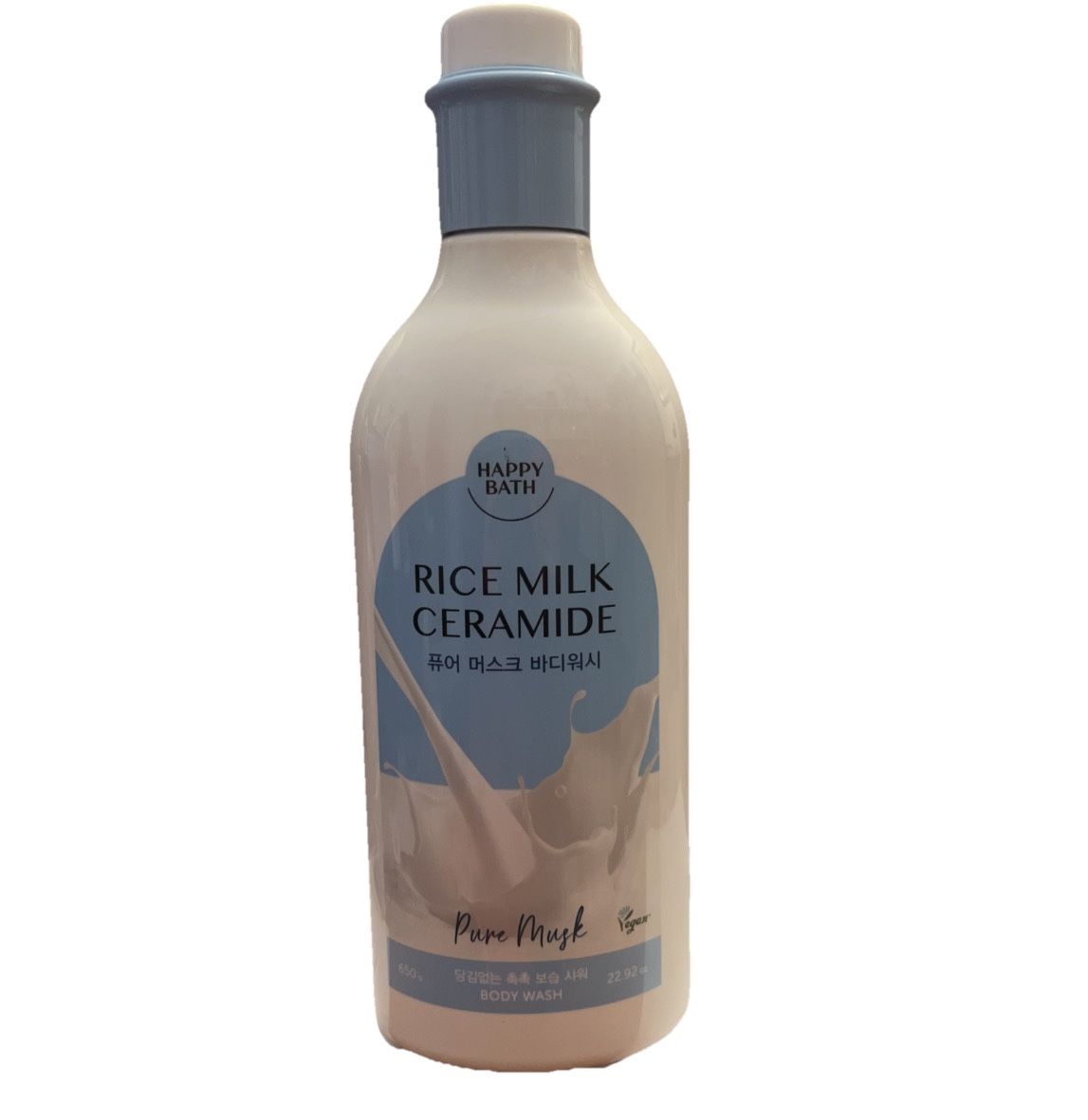 Happy Bath Rice Milk Ceramide Body Wash β Pure Musk Scent β Vegan, 22.9 fl oz (650 mL)
