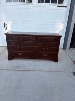 Cherry Wood Dresser with Brass Hardware by Drexel