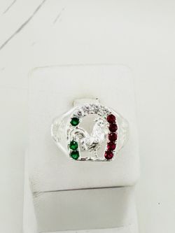 ❤️ 925 Sterling Silver Ring Rooster in a horseshoe  ❤️ Size 12 ❤️ Men’s   ❤️ Anillo En Plata 925 Herradura 