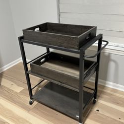 Rustic Brown Bar Cart 