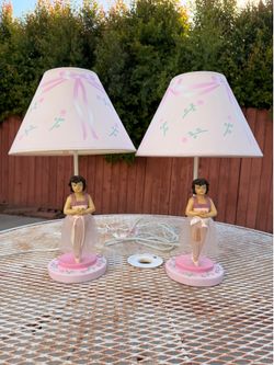 Pink lamp with porcelain doll with tutu