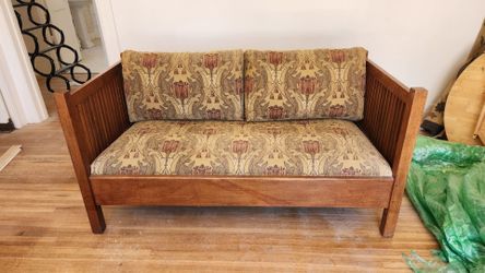 Green Floral Custom Craftsman Loveseat