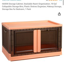 HAIXIN Storage Cabinet, Stackable Room Organization, 19 Gal Collapsible Storage Bins, Plastic Shelves Organizer, Makeup Storage, Storage Box for Bedro