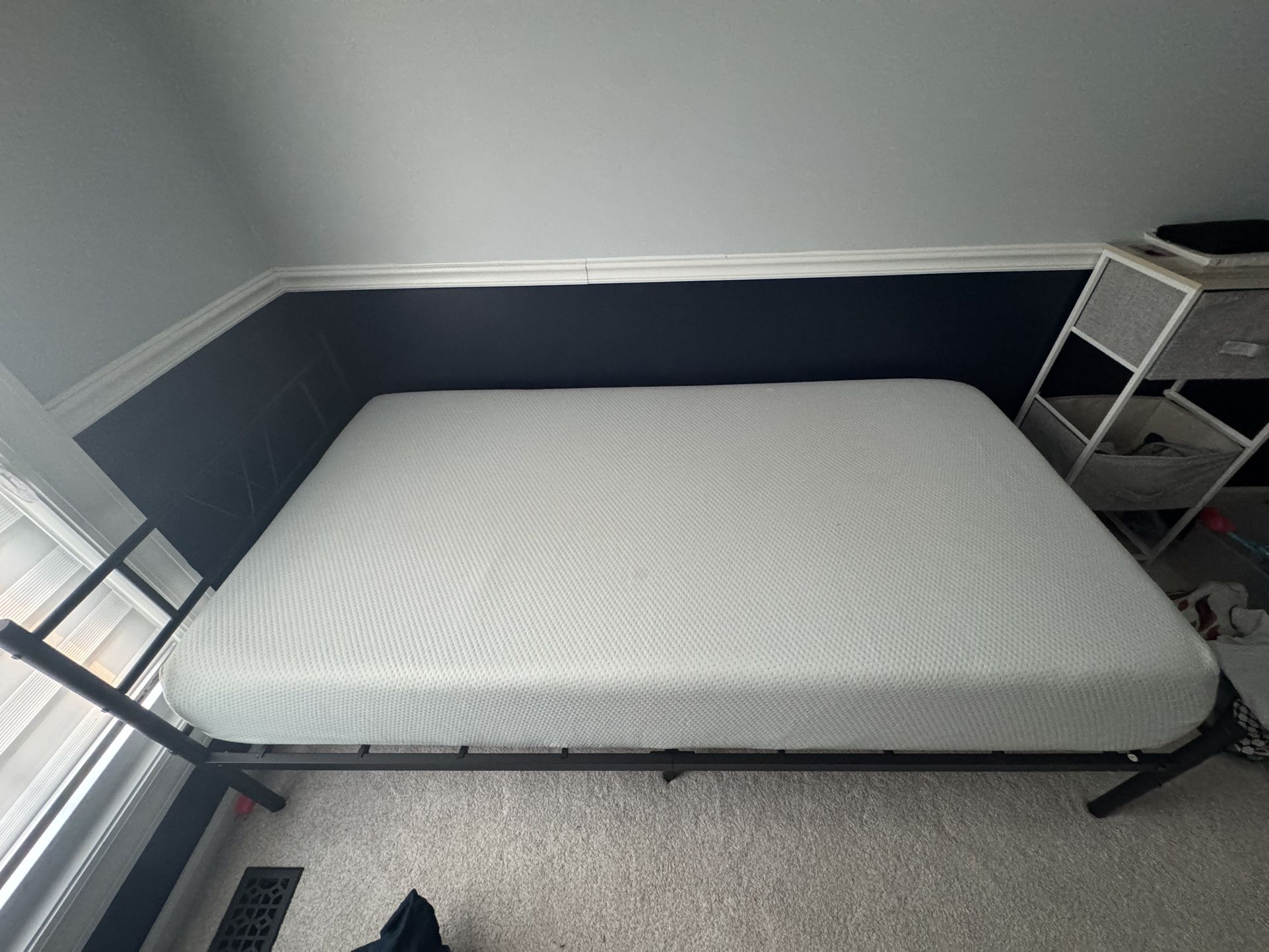 10 Inch Twin Size Bed Frame + Mattress - Like New