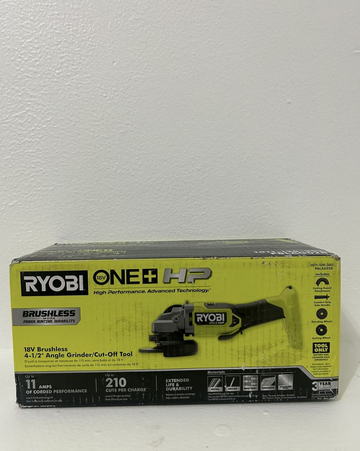 RYOBI 18V Brushless 4-1/2” Angle Grinder/ Cut Off Tool