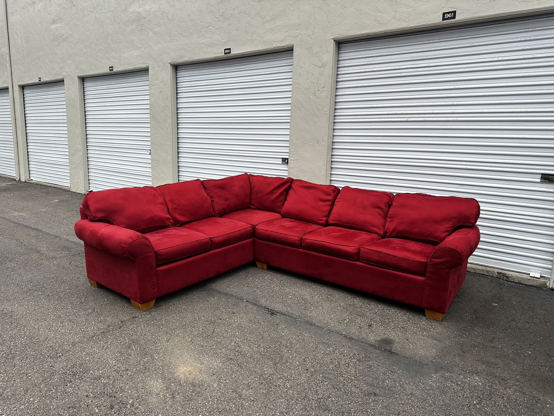 Red 2 Piece L Shaped Sectional Sofa With Pull Out Mattress