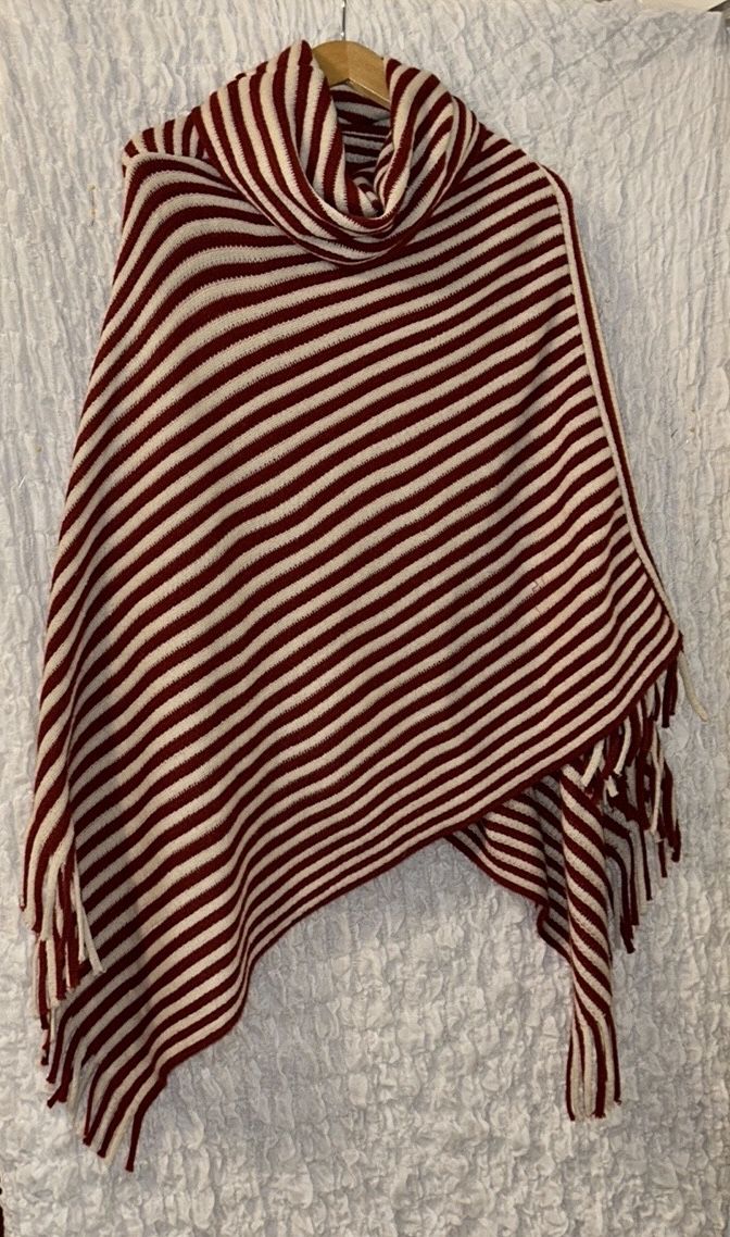 Fring Hemmed , Cowl Necked Poncho