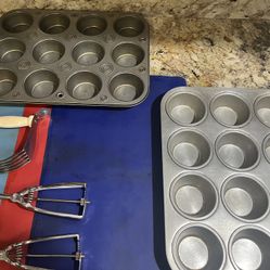 Baking. Muffin Tins. Silicone Baking Mats. Large & Small Scoops. Dough/Pastry Blender/Cutter.
