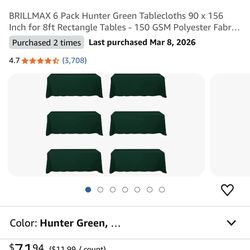 18 dark green banquet tablecloths 90”x156”