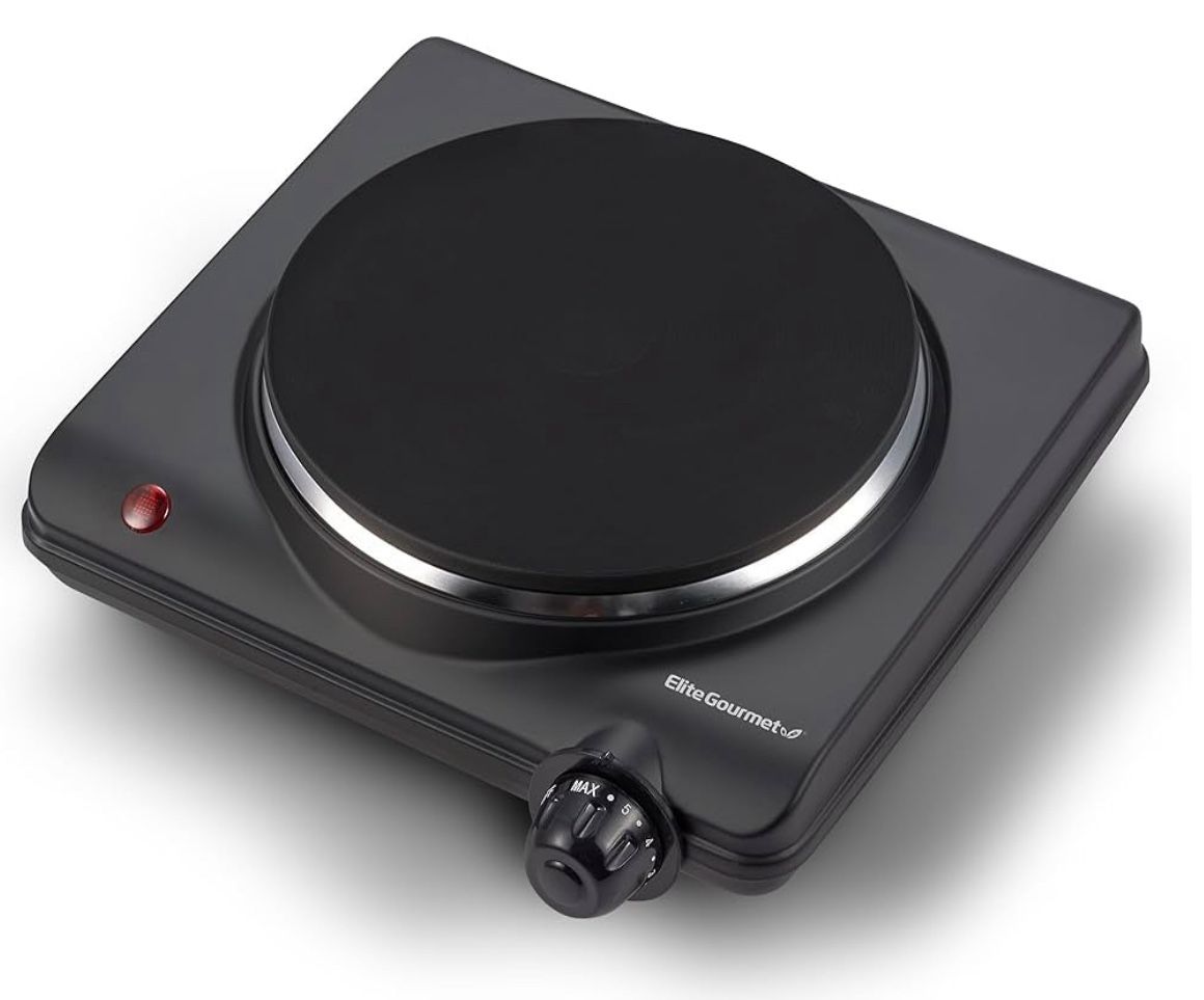 Elite Gourmet Single Cast Iron Burner - 1000W Electric Hot Plate With Temperature Control