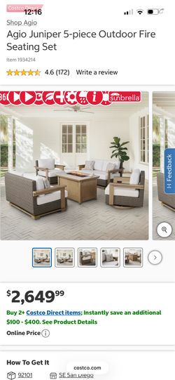 Agio Juniper 5-piece Outdoor Fire Seating Set (COSTCO)