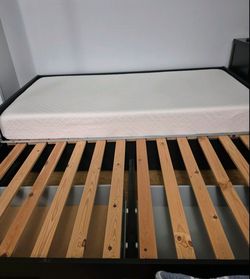 Bed Frame with Slats and Mattress