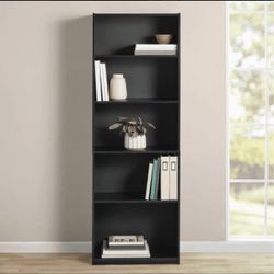 Mainstays 5-Shelf Bookcase- Black