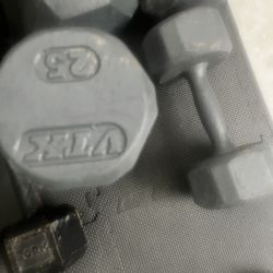 Pair Of 25lb Steel Hex Dumbbells Total 50lb