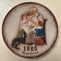 Vintage Edwin M Knowles Norman Rockwell 1980 “The Toymaker” 1st Annual Collector Plate 7.75" Bisque Relief 
