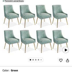 Seynar Dining Chairs, Accent Chairs Set of 8, Modern Upholstered Kitchen Dining Room Chairs,Gold legs