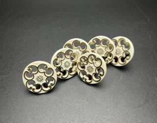 Vintage? Cream Gold 6 Metal Drawer Knobs Pulls Hollywood Regency Art Nouveau