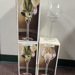 Glass Hurricane Candle Holders (qty 2)