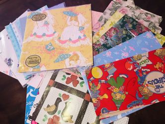 Lot of Vintage Wrapping Paper - Wedding Shower, Baby Shower, Roses, Cows, Circus
