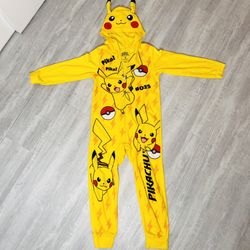 Pokemon Pikachu Yellow Cosplay Halloween Pajama Jumpsuit Kids Size Small 