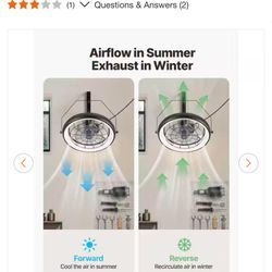 VEVOR Wall Mounted Fan with Lights and Remote Control.