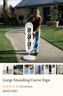 Large Standing Curve Sign