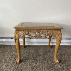(LARGE & HEAVY) GLASS TOP END TABLE