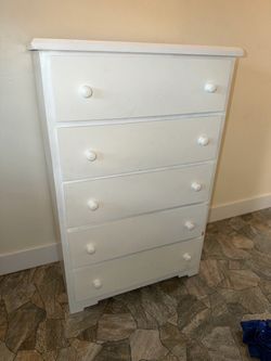 White 5-Drawer Dresser – 2 Available