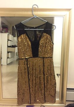 Gold sequin dress size m medium women's