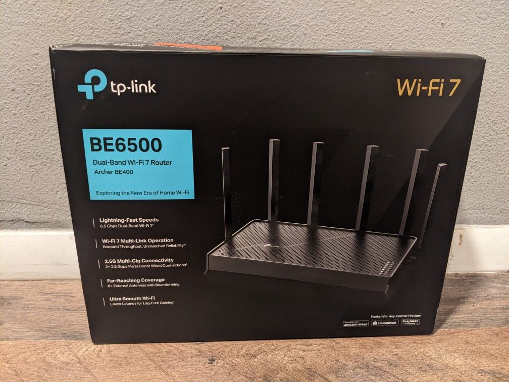 TP-Link Archer BE400 BE6500 Dual-Band WiFi 7 Mesh Router with 2.5Gbps Ports MU-MIMO VPN