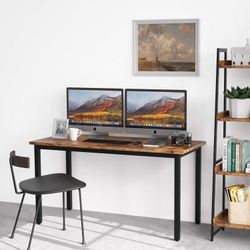 55"LARGE Computer Office Desk w/0.7" Thicker Tabletop, 1.6" Sturdy Metal Frame, Simple Study Writing Industrial Style Gaming Desk BRAND NEW IN BOX